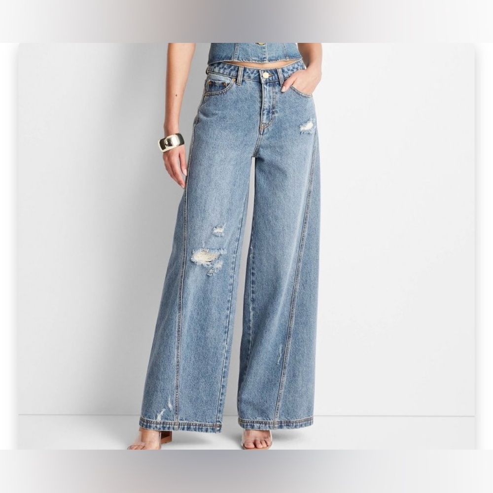 COPY - Women's High-Rise Distressed Wide Leg
Jeans - Future Collective